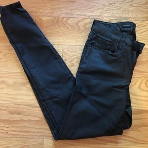 Faux black leather jeans